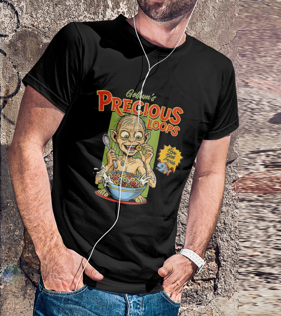 Gollum’s Precious Loops Free Fish Inside Lord Of The Rings Froot Loops Parody T-Shirt