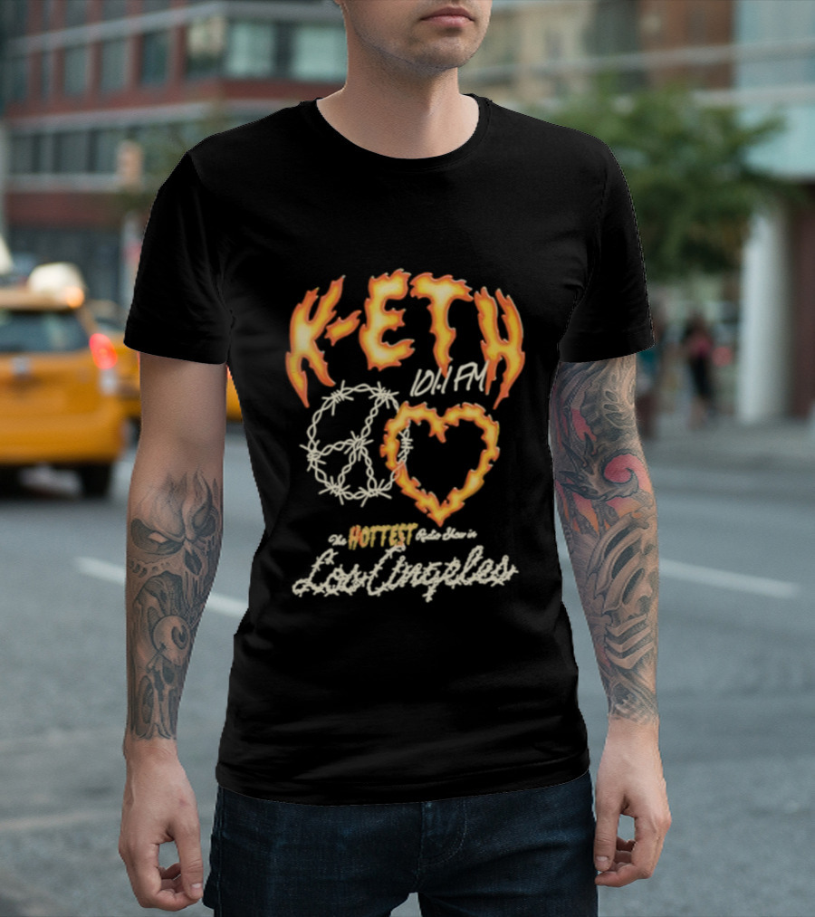 K-ETH Barbed Peace Heart Flame Ed Sheeran Khalid Lyrics T-Shirt