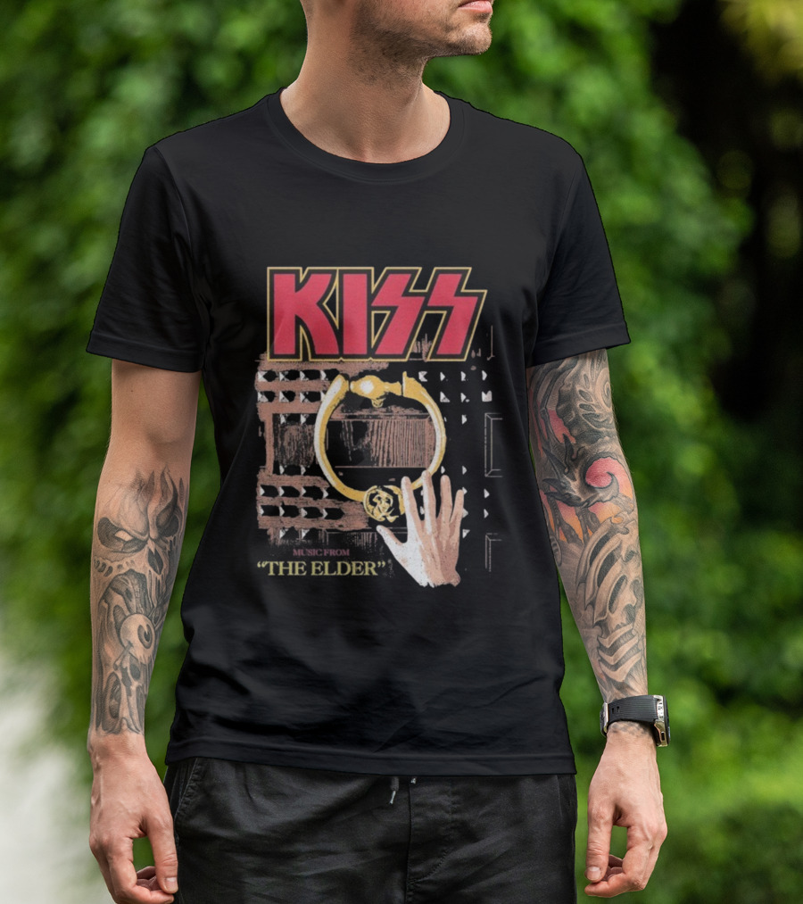 Kiss Music From The Elder Door Knocker Hand Iconic Rock Album Cover T-Shirt