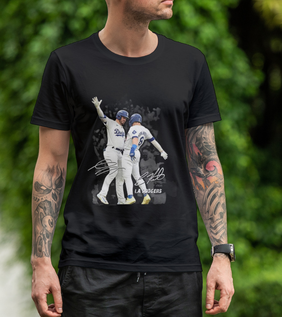 Kiké Hernandez Gavin Lux LA Dodgers Signature Celebration T-Shirt