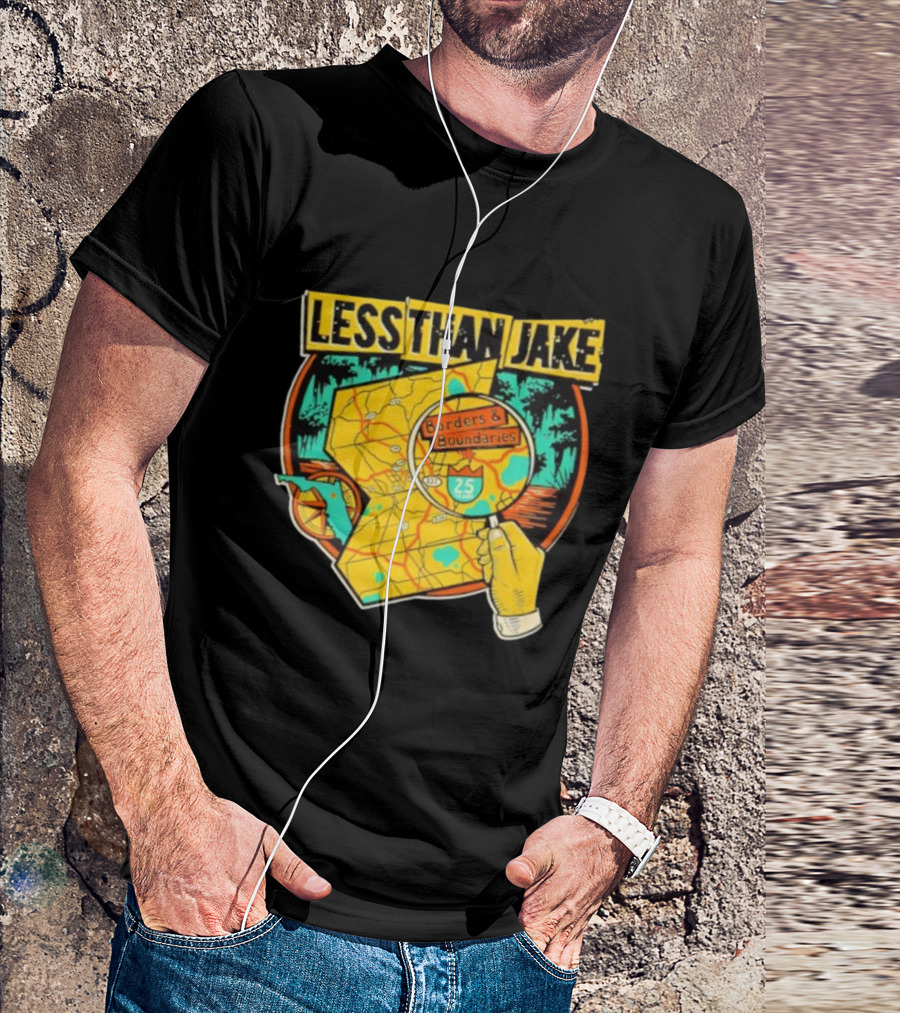 Less Than Jake Borders And Boundaries Anniversary Map Design T-Shirt