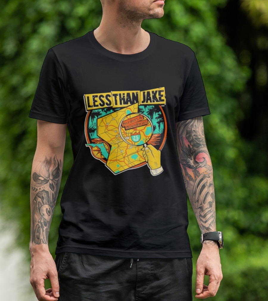Less Than Jake Borders And Boundaries Anniversary Map Design T-Shirt
