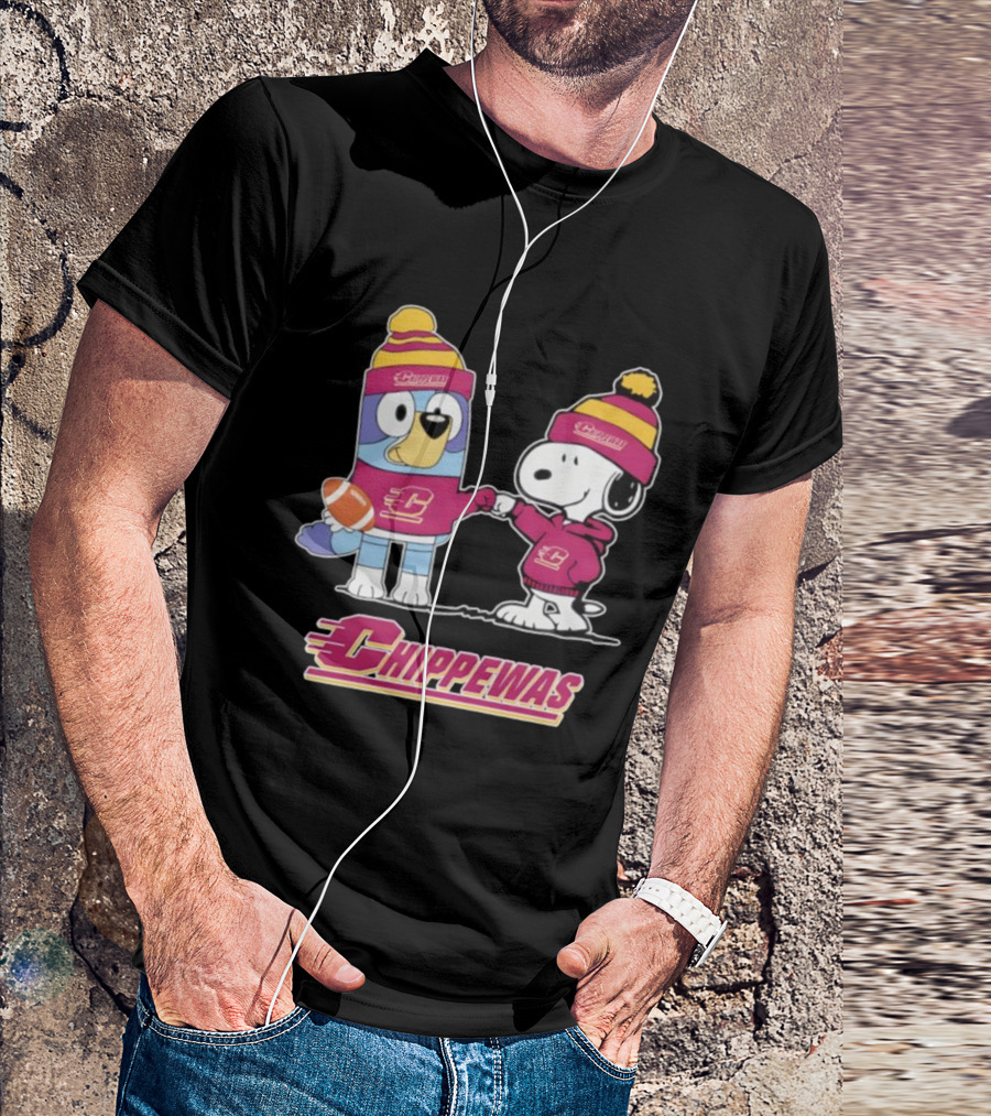 Snoopy Bluey Central Michigan Chippewas Football Collaboration T-Shirt