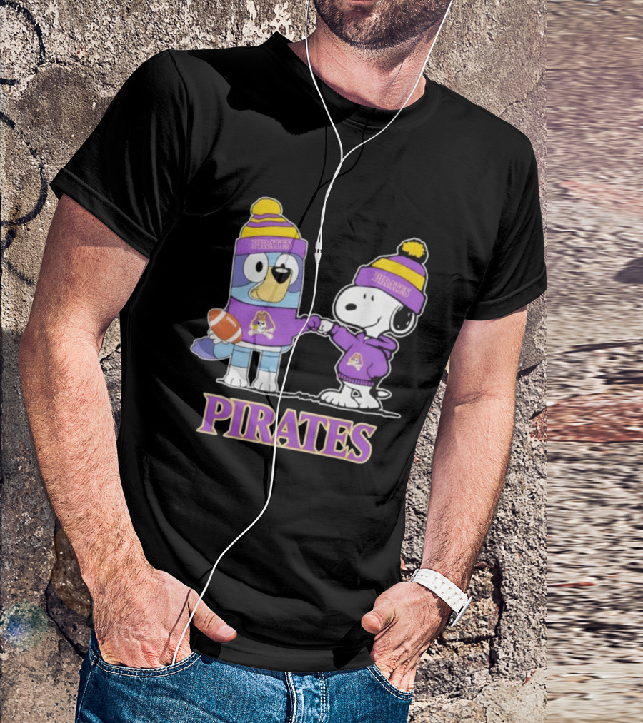 Snoopy Bluey East Carolina Pirates Football Festive Team Spirit T-Shirt
