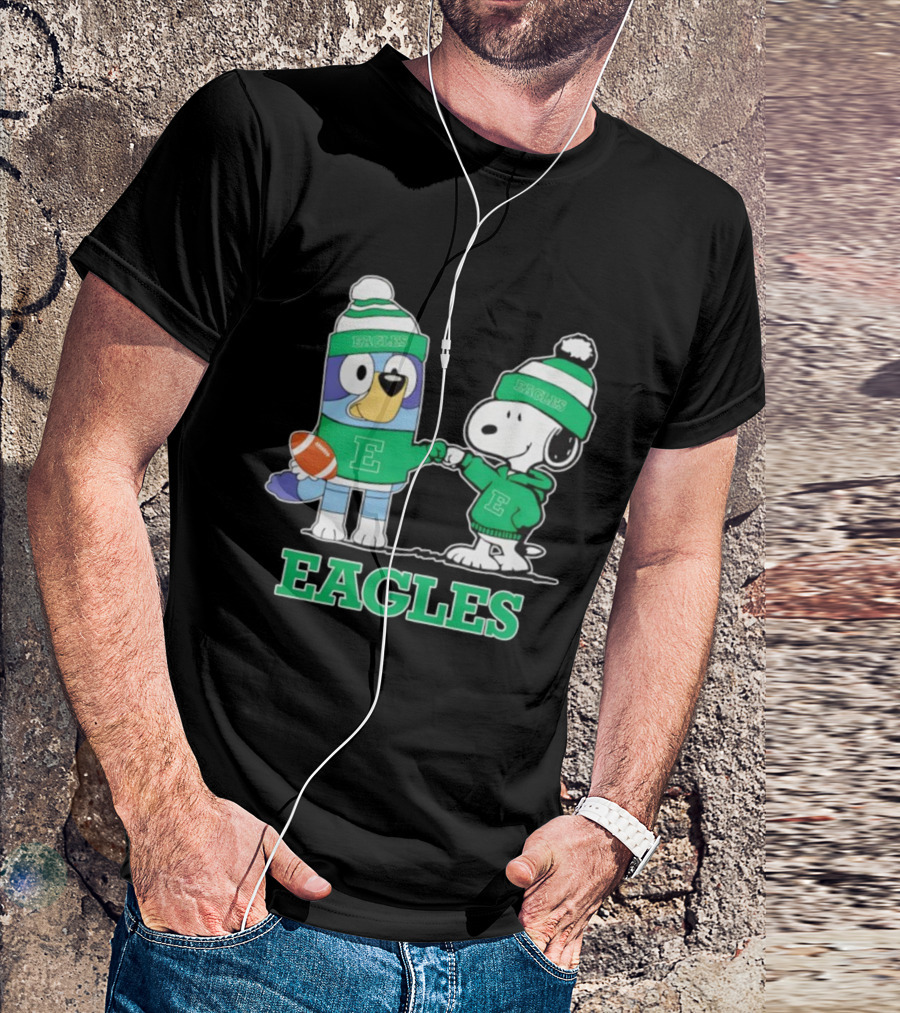 Snoopy Bluey Eastern Michigan Eagles Football Team Fan Apparel T-Shirt