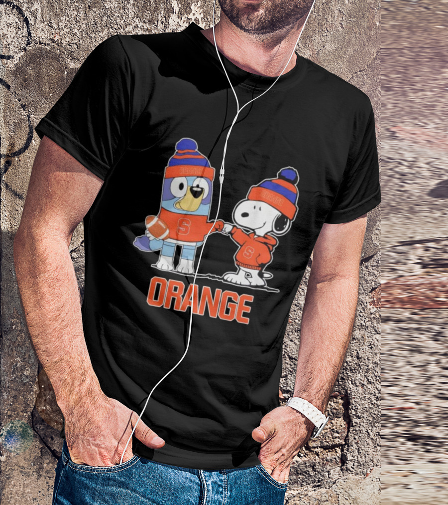 Snoopy Bluey Syracuse Orange Football Collaboration T-Shirt