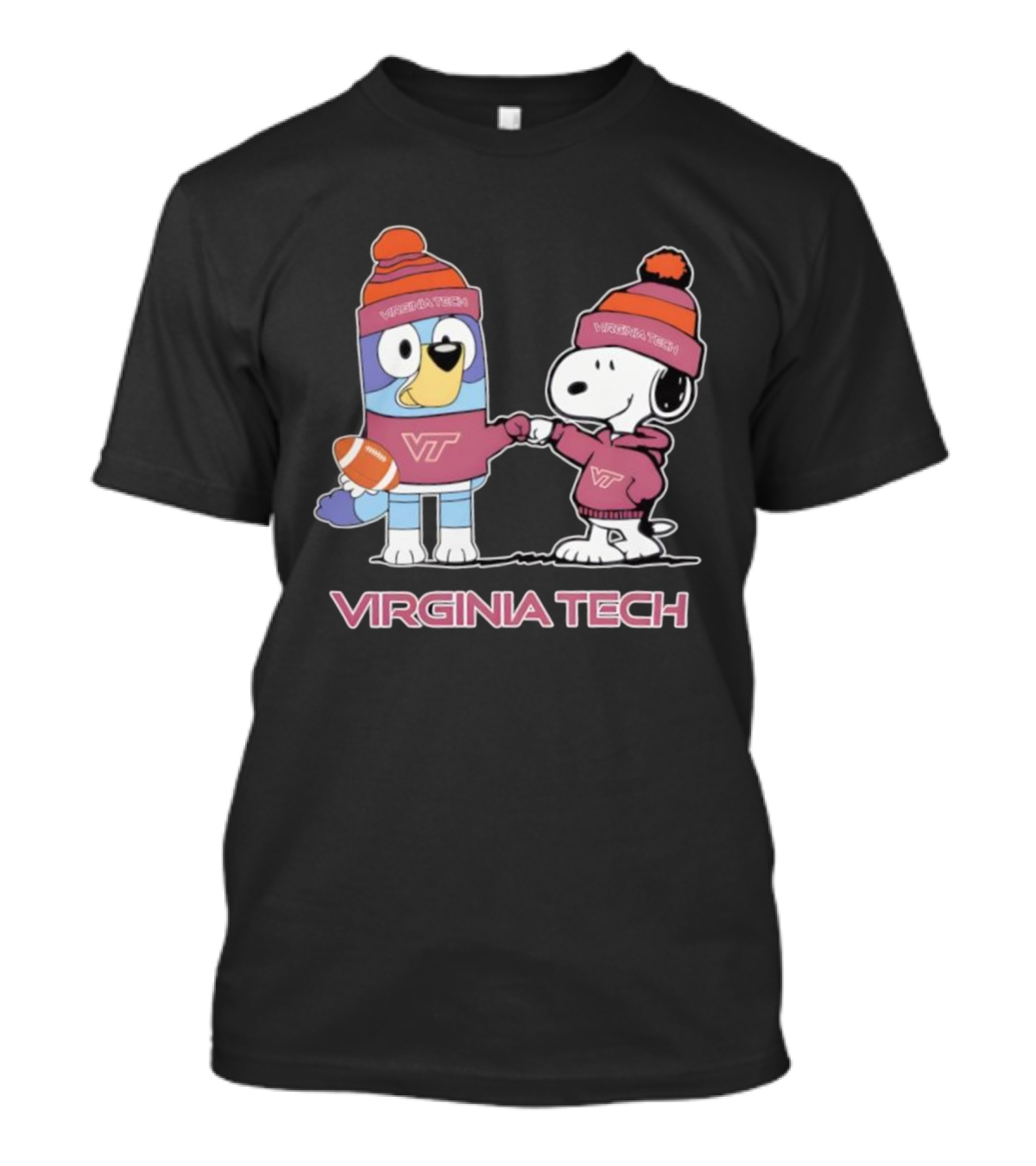 Snoopy Bluey Virginia Tech Hokies Football Collaboration T-Shirt