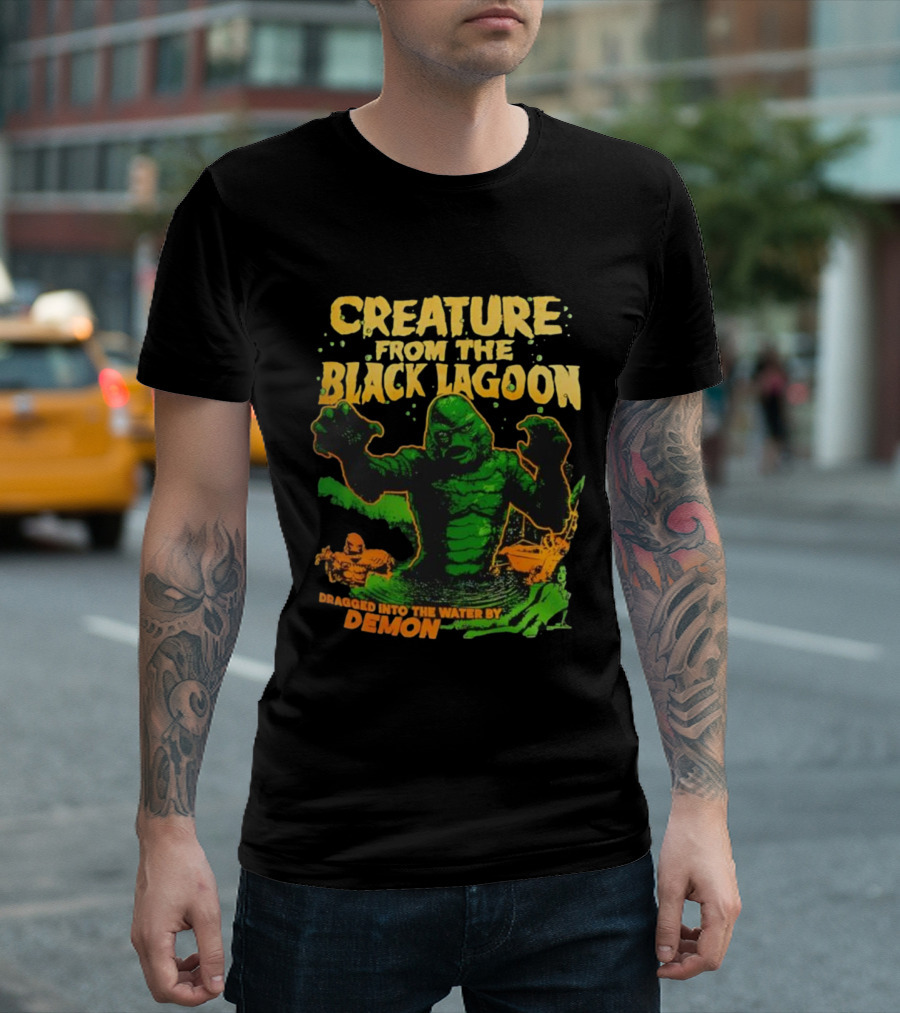Creature From The Black Lagoon Dragged Into The Water By Demon T-Shirt