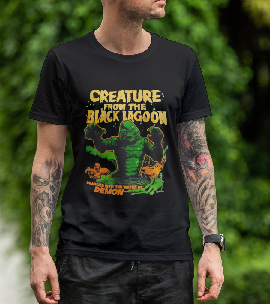 Creature From The Black Lagoon Dragged Into The Water By Demon T-Shirt
