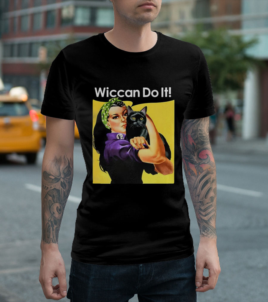 Wiccan Do It Rosie The Riveter Black Cat Magic Empowerment T-Shirt