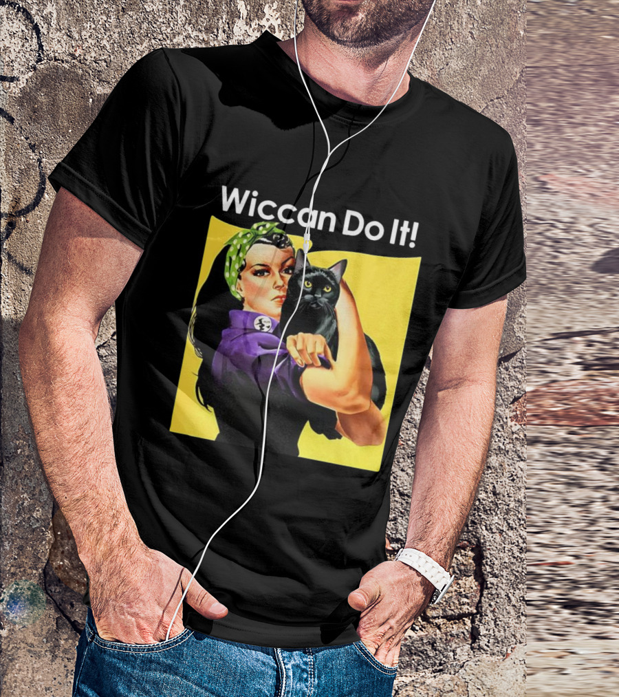 Wiccan Do It Rosie The Riveter Black Cat Magic Empowerment T-Shirt