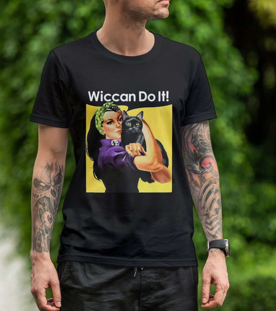 Wiccan Do It Rosie The Riveter Black Cat Magic Empowerment T-Shirt