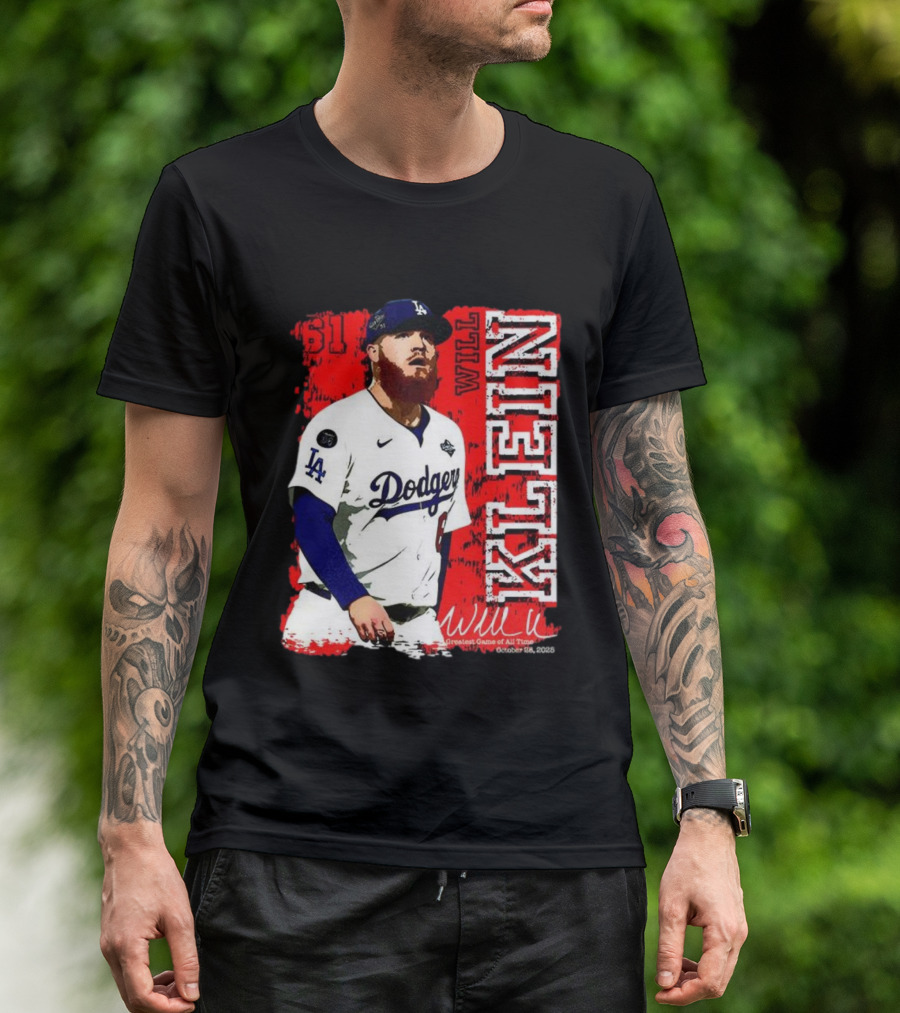 Will Klein Los Angeles Dodgers Number 61 Greatest Game Of All Time 2025 Signature T-Shirt
