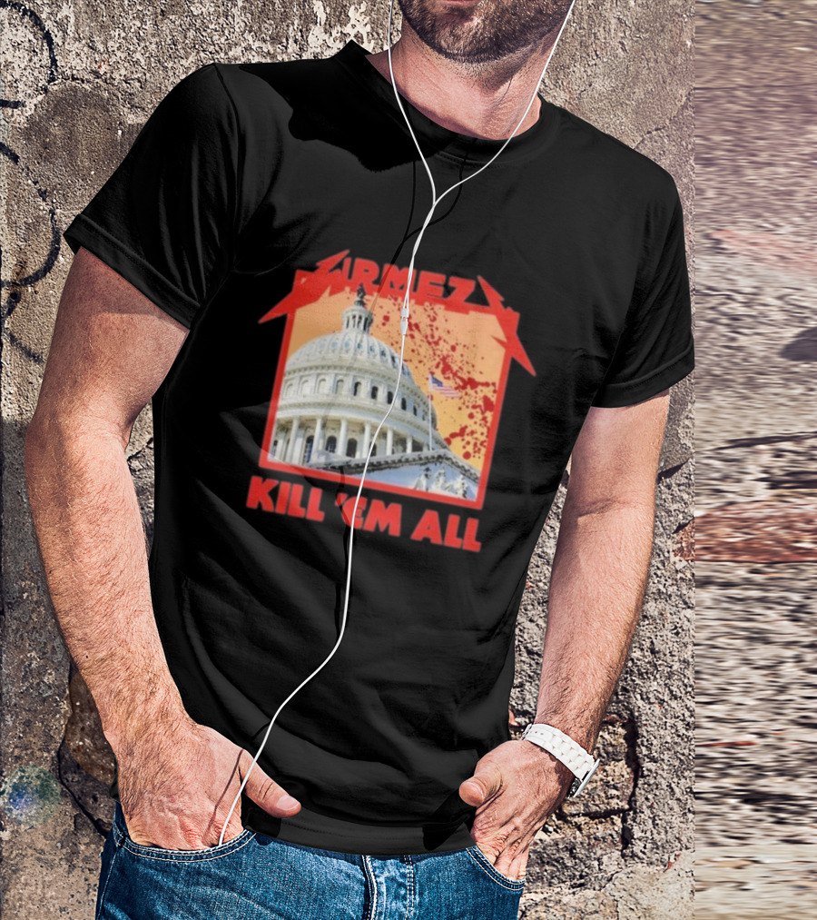 WRMFZY Kill Em All Capitol Blood Spatter American Flag T-Shirt