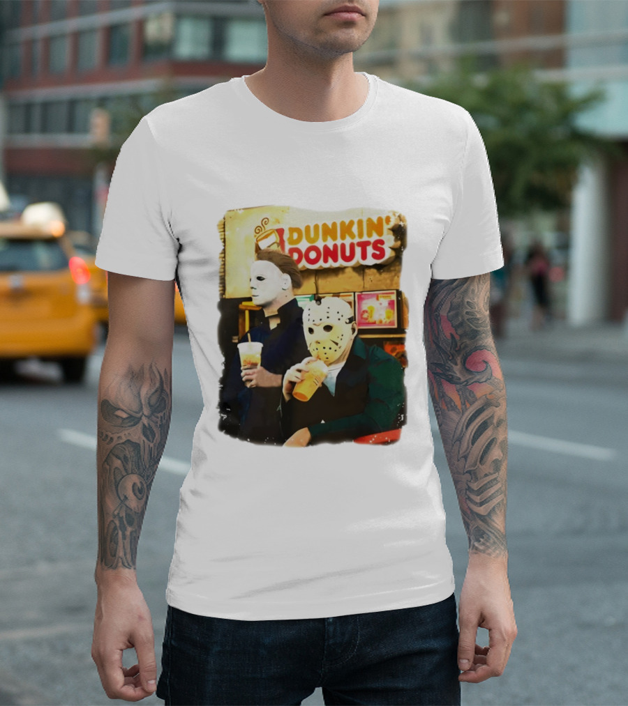 Dunkin Donuts Halloween Michael Jason Horror Movie Funny T-Shirt