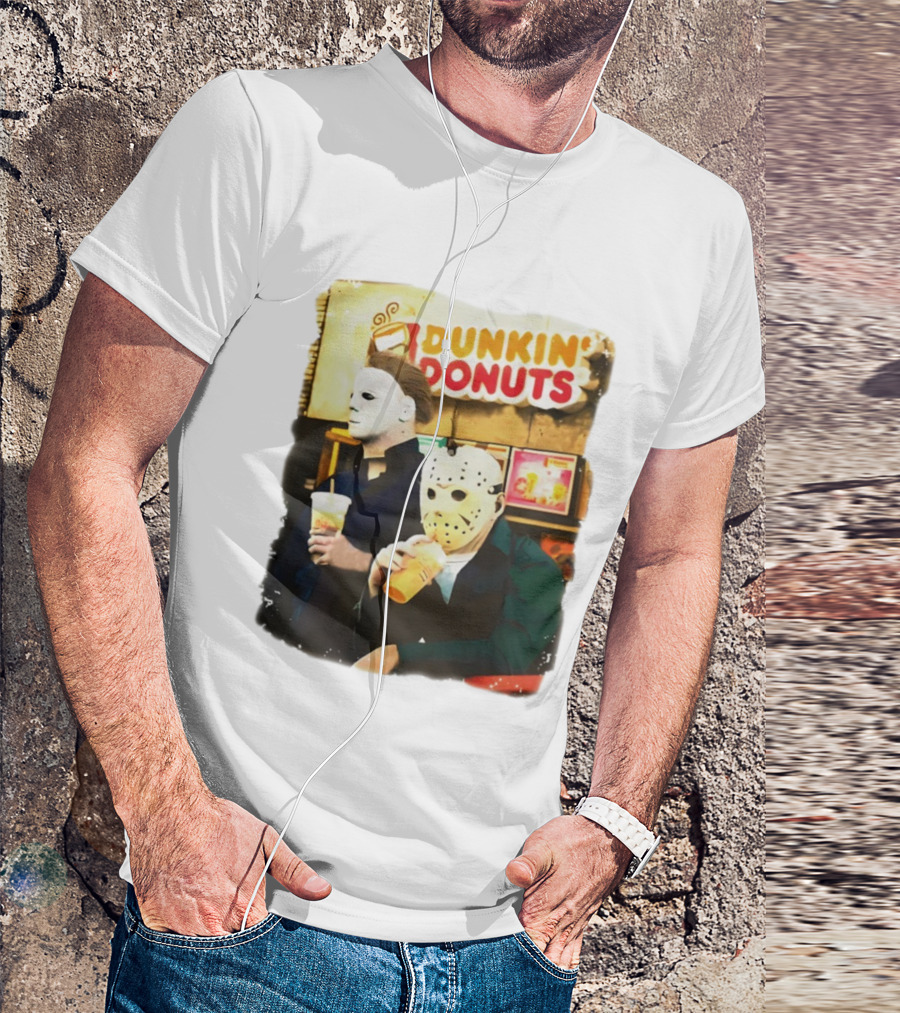 Dunkin Donuts Halloween Michael Jason Horror Movie Funny T-Shirt