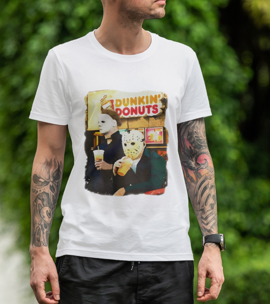 Dunkin Donuts Halloween Michael Jason Horror Movie Funny T-Shirt