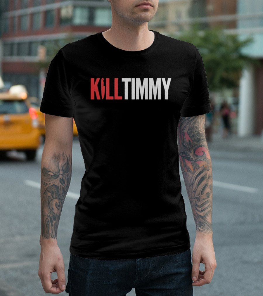 KILL TIMMY Knife Lettering Red White Contrast T-Shirt