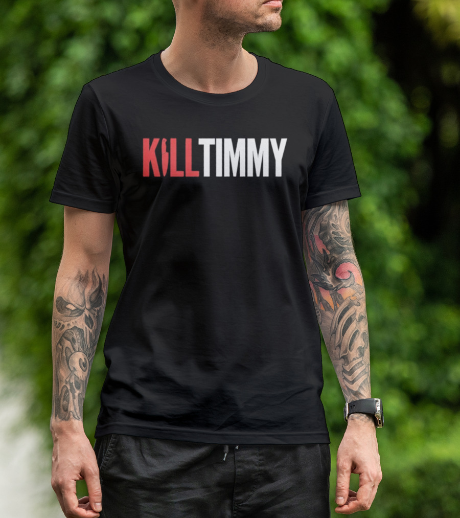 KILL TIMMY Knife Lettering Red White Contrast T-Shirt