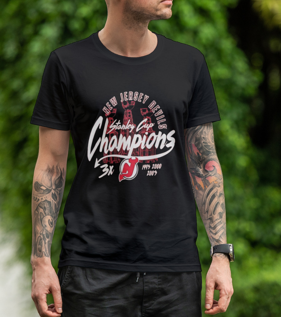 New Jersey Devils Stanley Cup Champions 3x 1995 2000 2003 T-Shirt