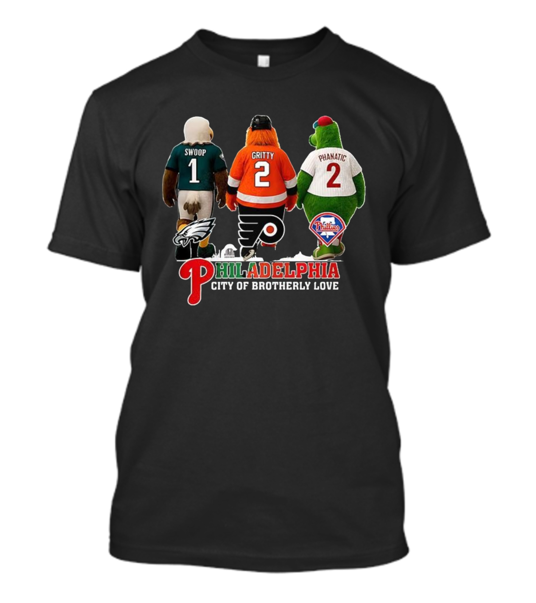 Swoop Gritty Phanatic Philadelphia City Of Brotherly Love Eagles Flyers Phillies T-Shirt