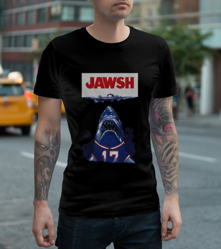 Buffalo Bills Josh Allen 17 Jawsh Jaws Pop Culture Mashup T-Shirt