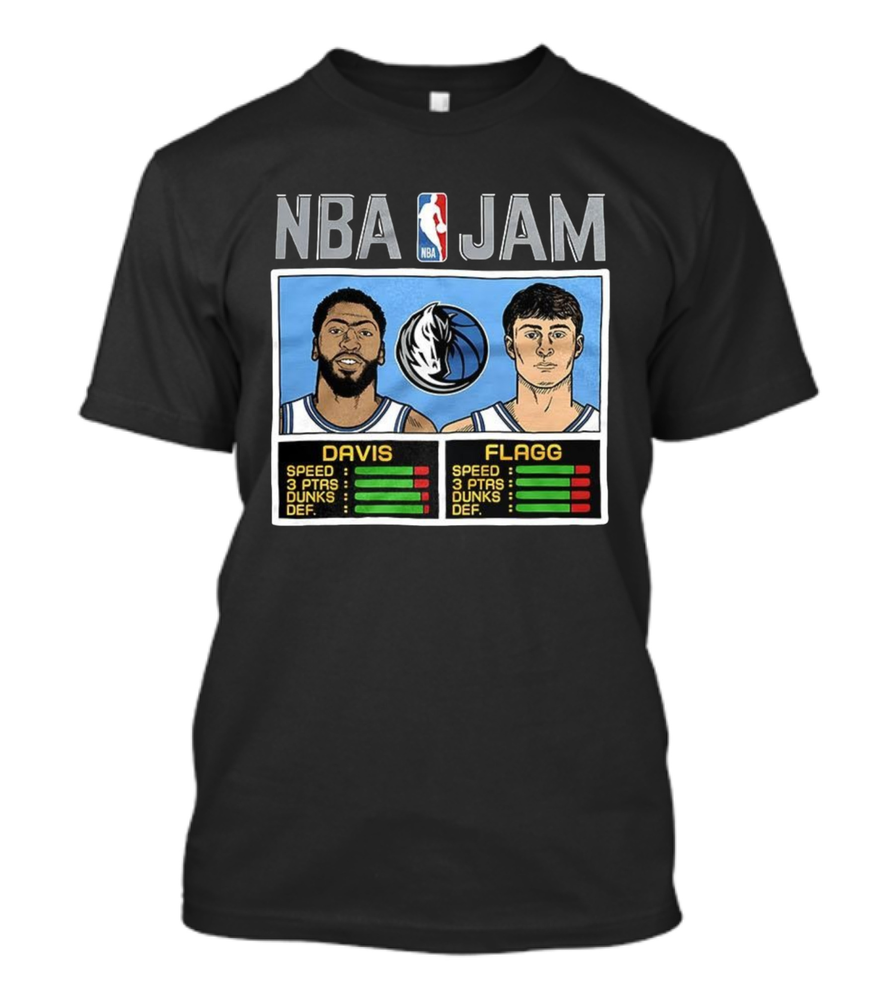 Anthony Davis Cooper Flagg NBA Jam Dallas Mavericks Retro Style T-Shirt