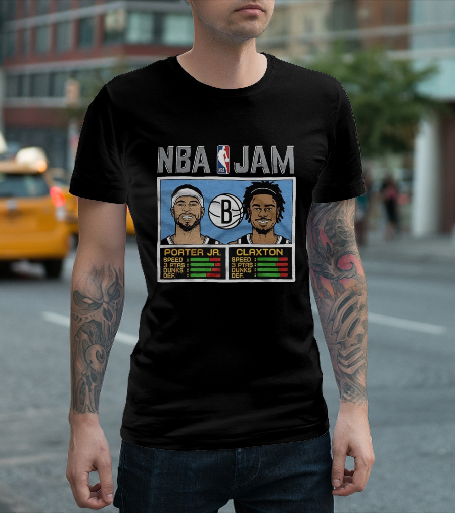 NBA Jam Porter Jr Claxton Brooklyn Nets Player Stats T-Shirt