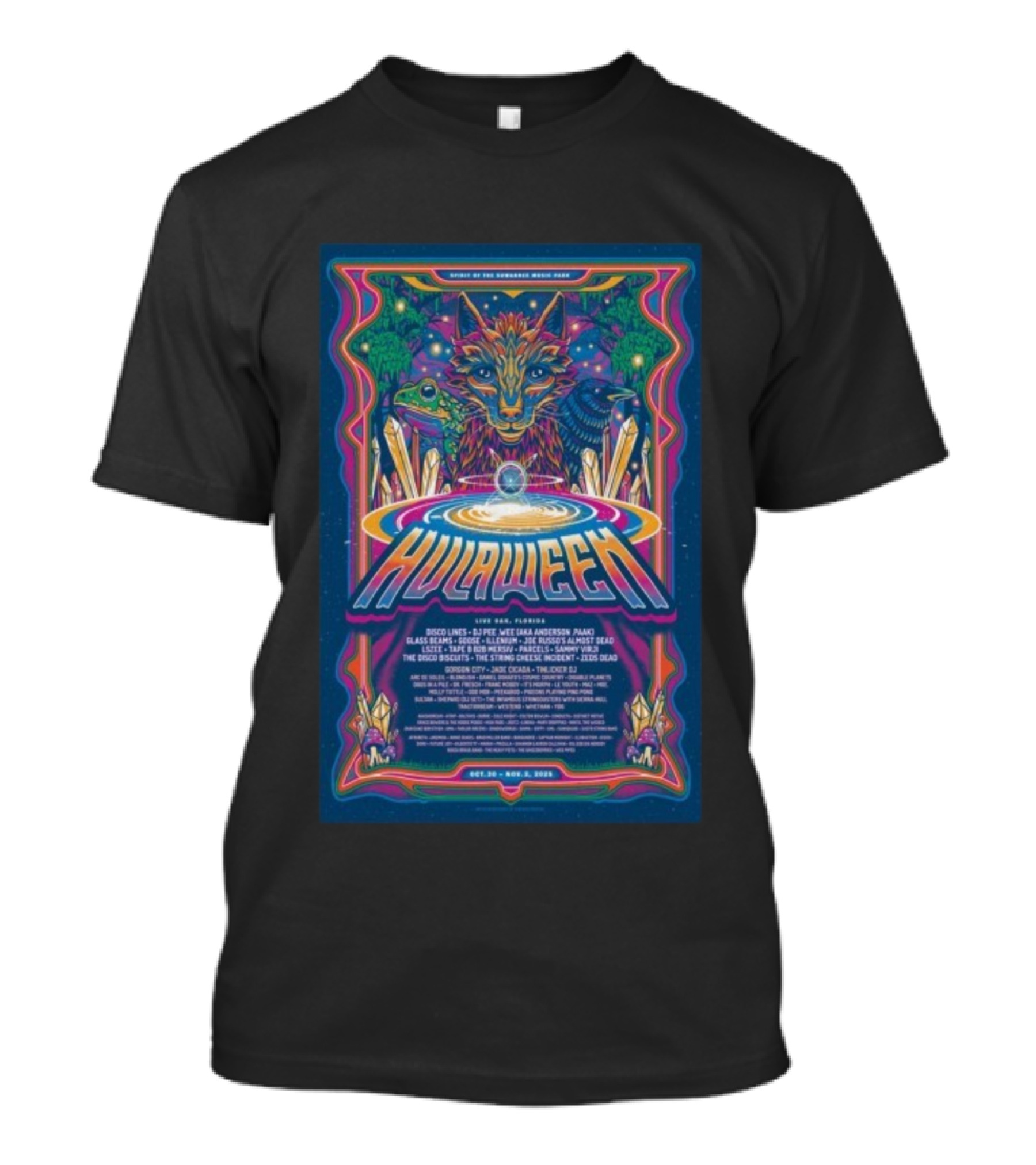 Hulaween 2025 Spirit Of The Suwannee Music Park Tour Event Live Oak Florida Oct 30-Nov 1 Disco Lines Anderson Paak String Cheese Incident Zeds Dead T-Shirt