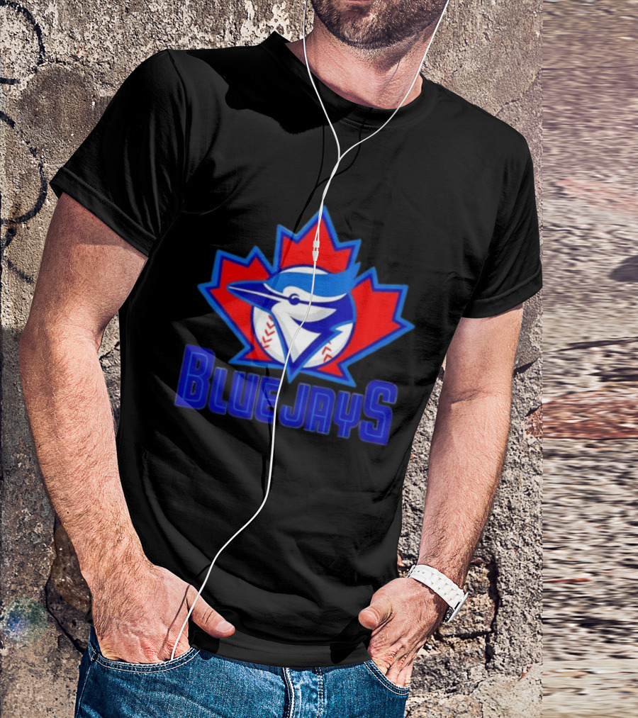 Toronto Blue Jays Emblem In Red Maple Leaf Icon Blue Jays T-Shirt