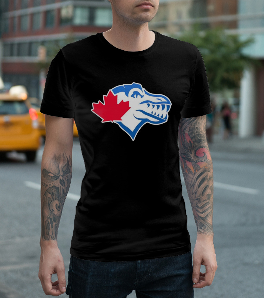 Toronto Raptors Blue Jays Mashup Maple Leaf Emblem T-Shirt