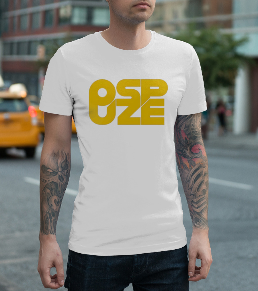 Ospuze Yellow Bold Text Logo T-Shirt