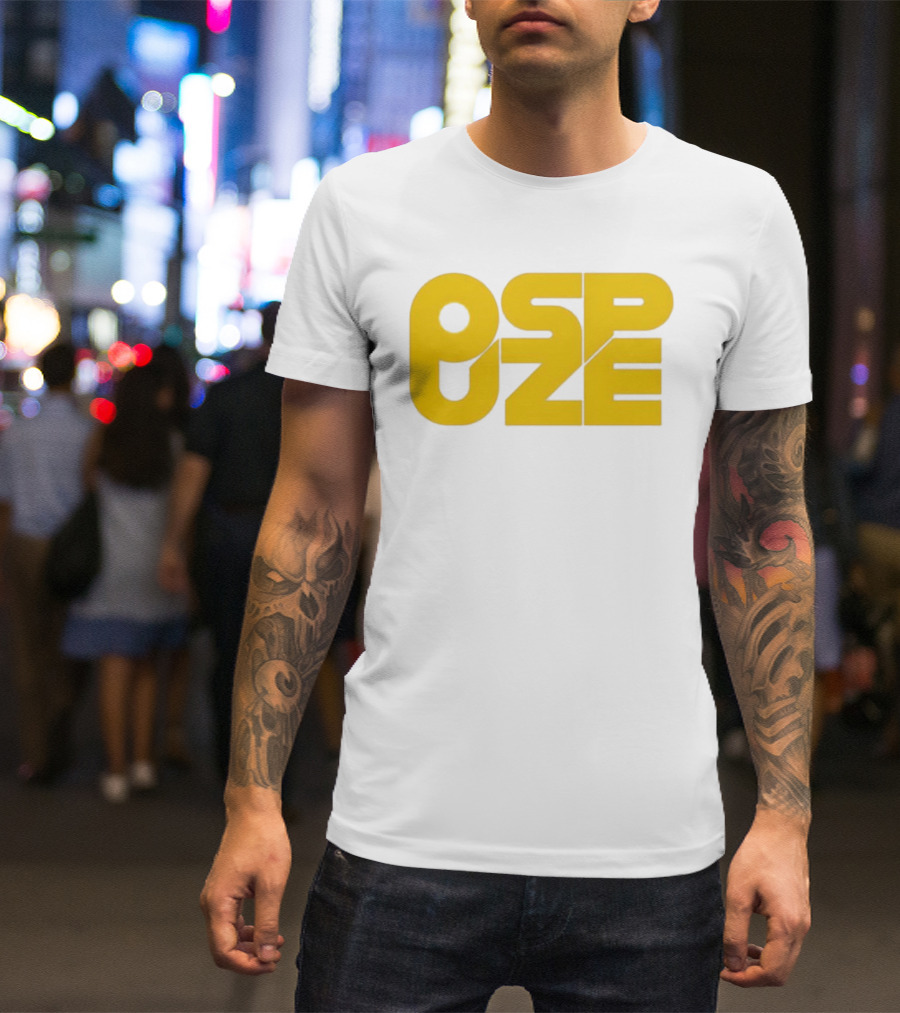 Ospuze Yellow Bold Text Logo T-Shirt