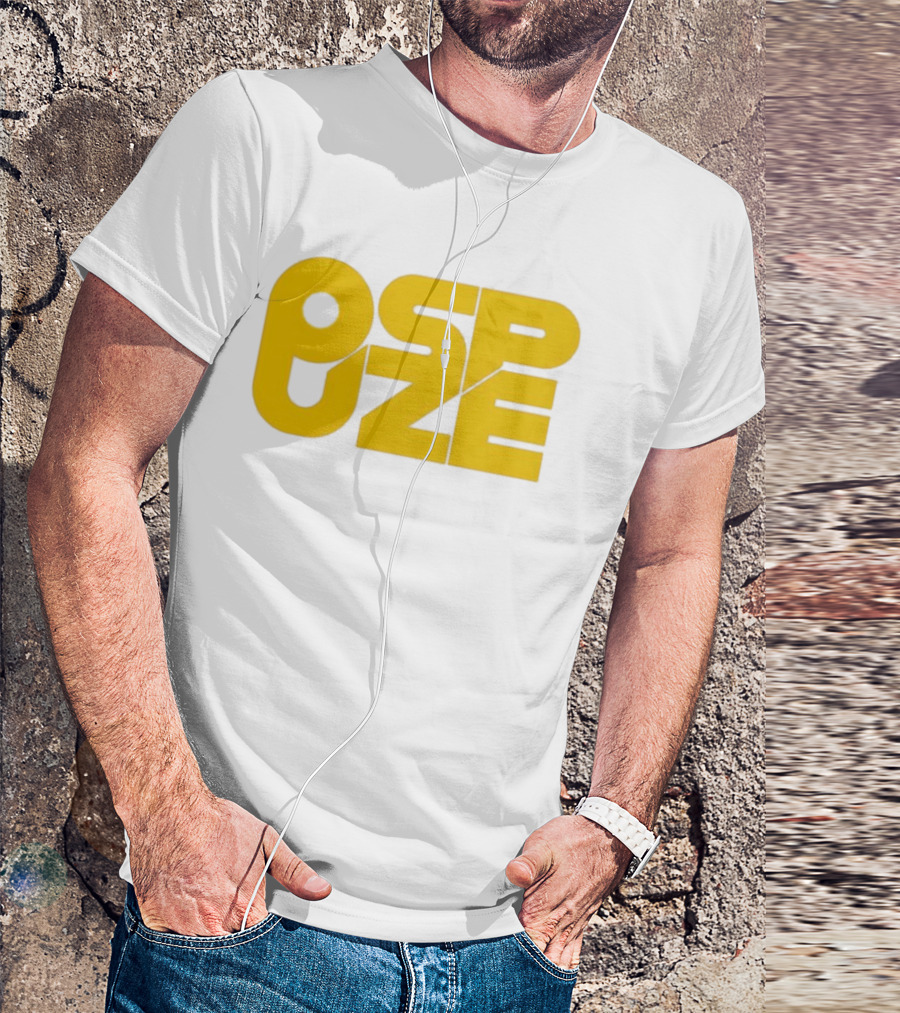 Ospuze Yellow Bold Text Logo T-Shirt