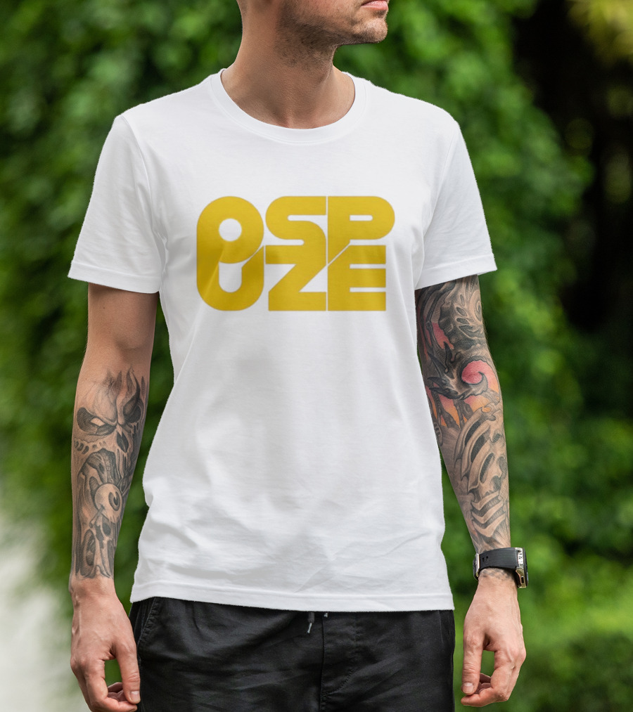 Ospuze Yellow Bold Text Logo T-Shirt