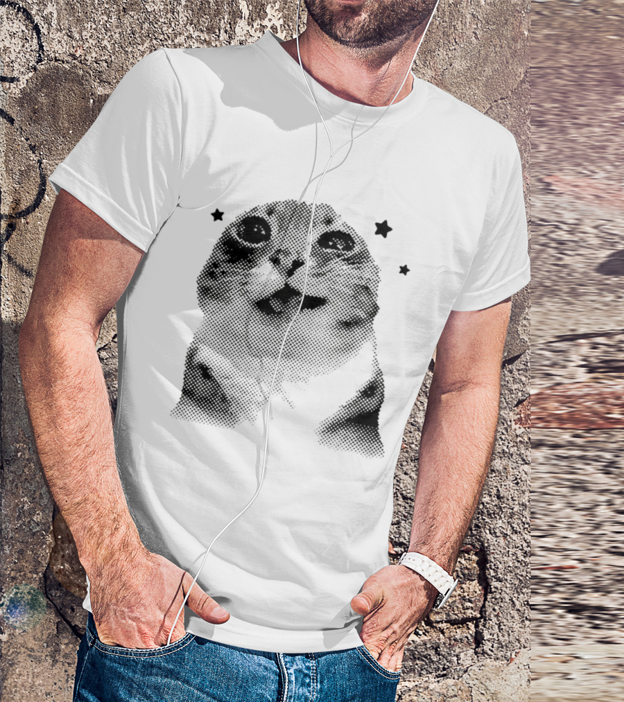 Rigby Cat Floating In Space Retro Star Meme T-Shirt