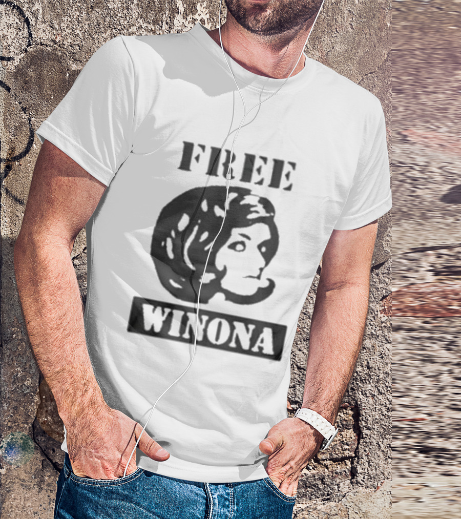 Free Winona Ryder Retro Stencil Style T-Shirt