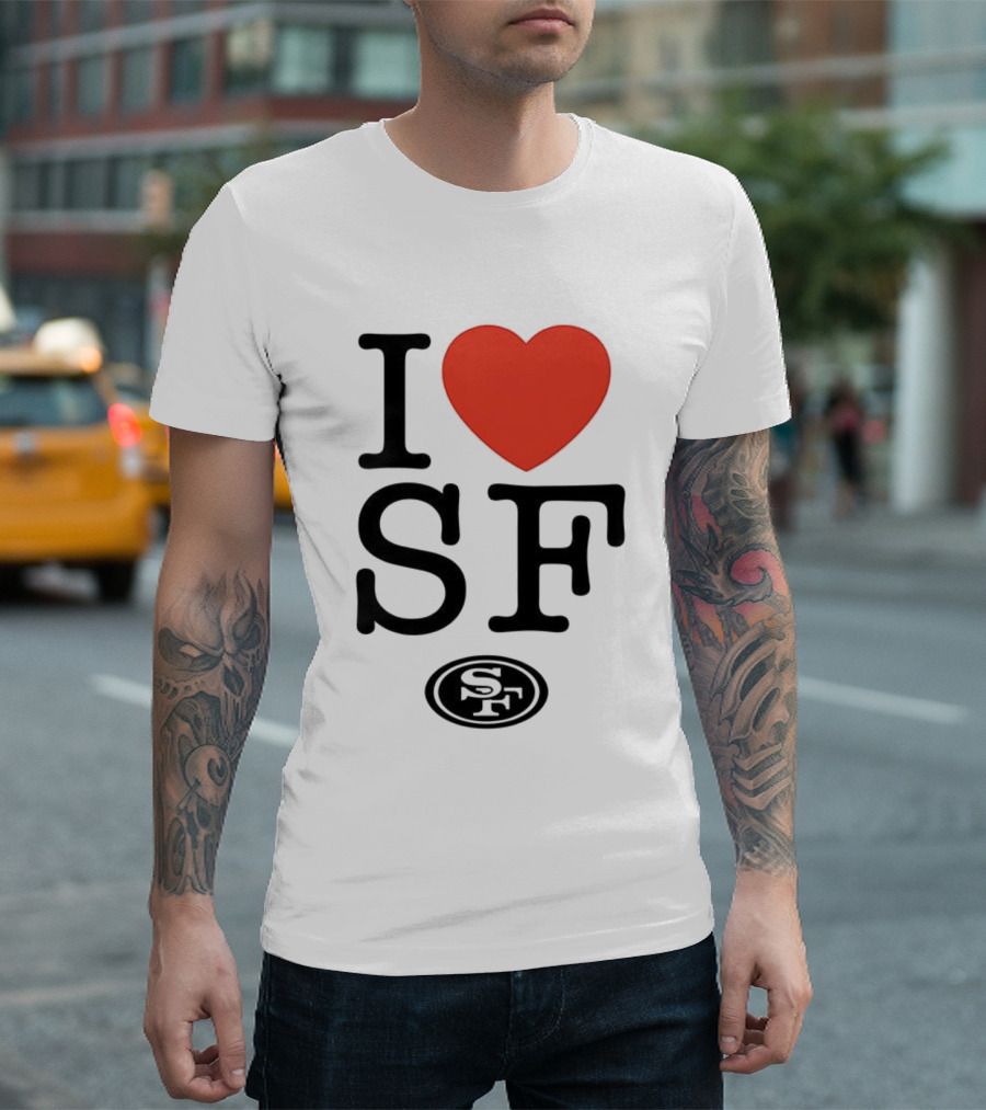 San Francisco 49ers I Love SF Heart Symbol Football Team Logo T-Shirt