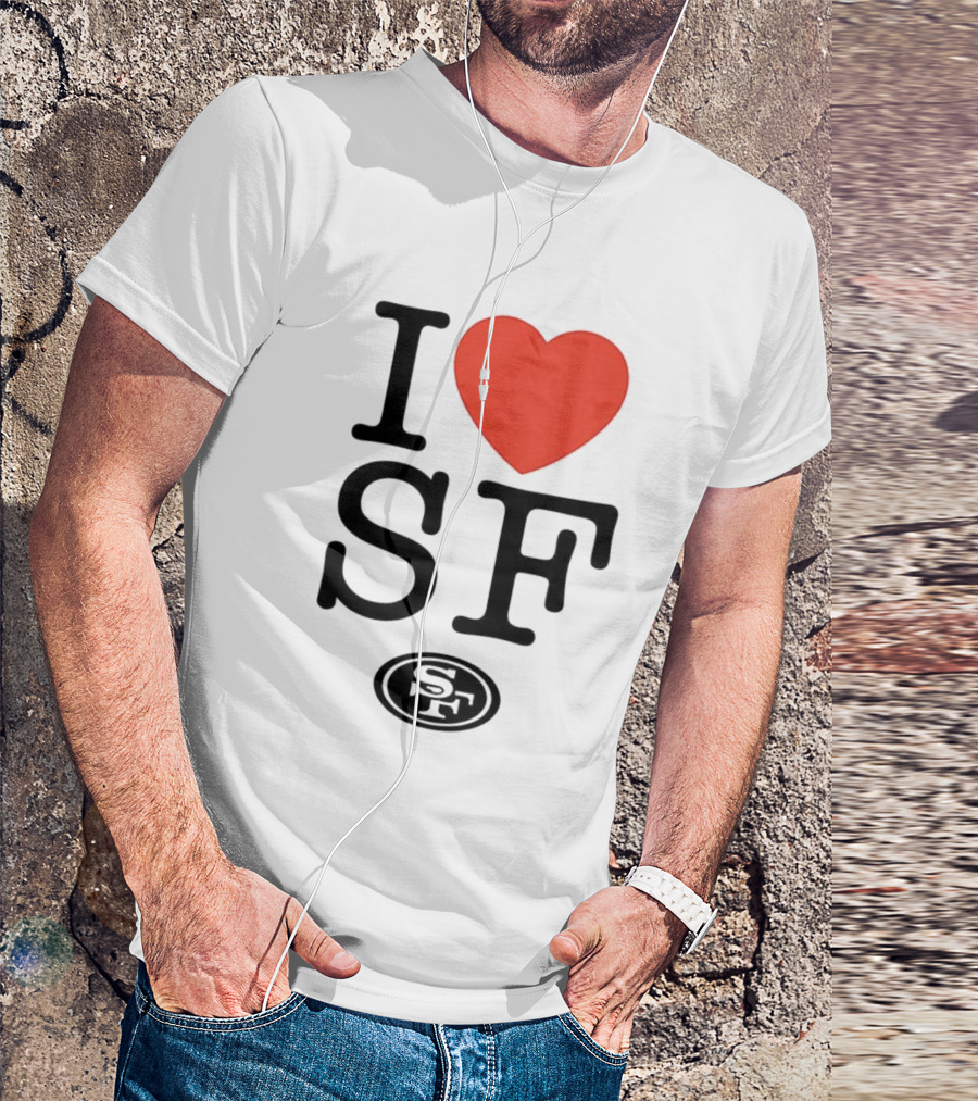 San Francisco 49ers I Love SF Heart Symbol Football Team Logo T-Shirt