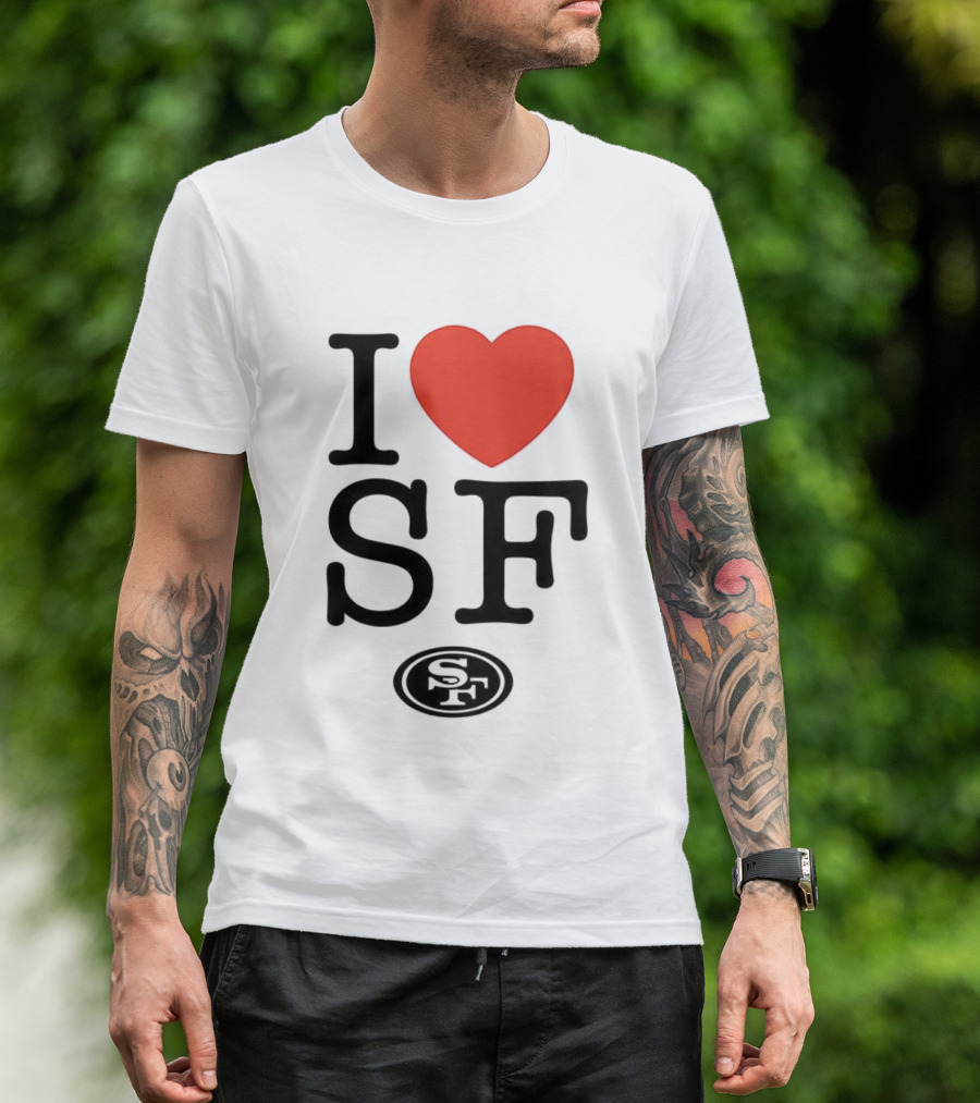 San Francisco 49ers I Love SF Heart Symbol Football Team Logo T-Shirt