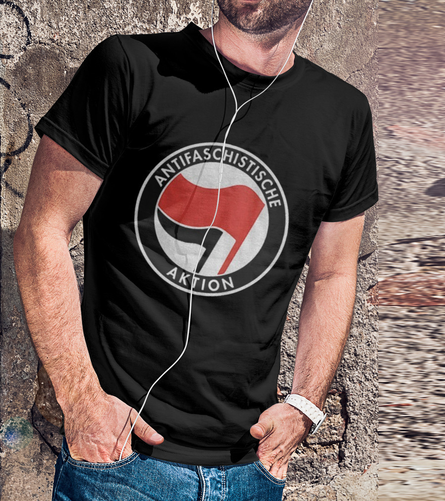 Antifaschistische Aktion Red Black Flags Anti Fascist Symbol T-Shirt