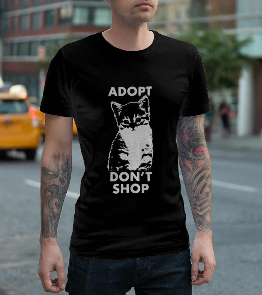 Adopt Don't Shop Vintage Cute Cat T-Shirt