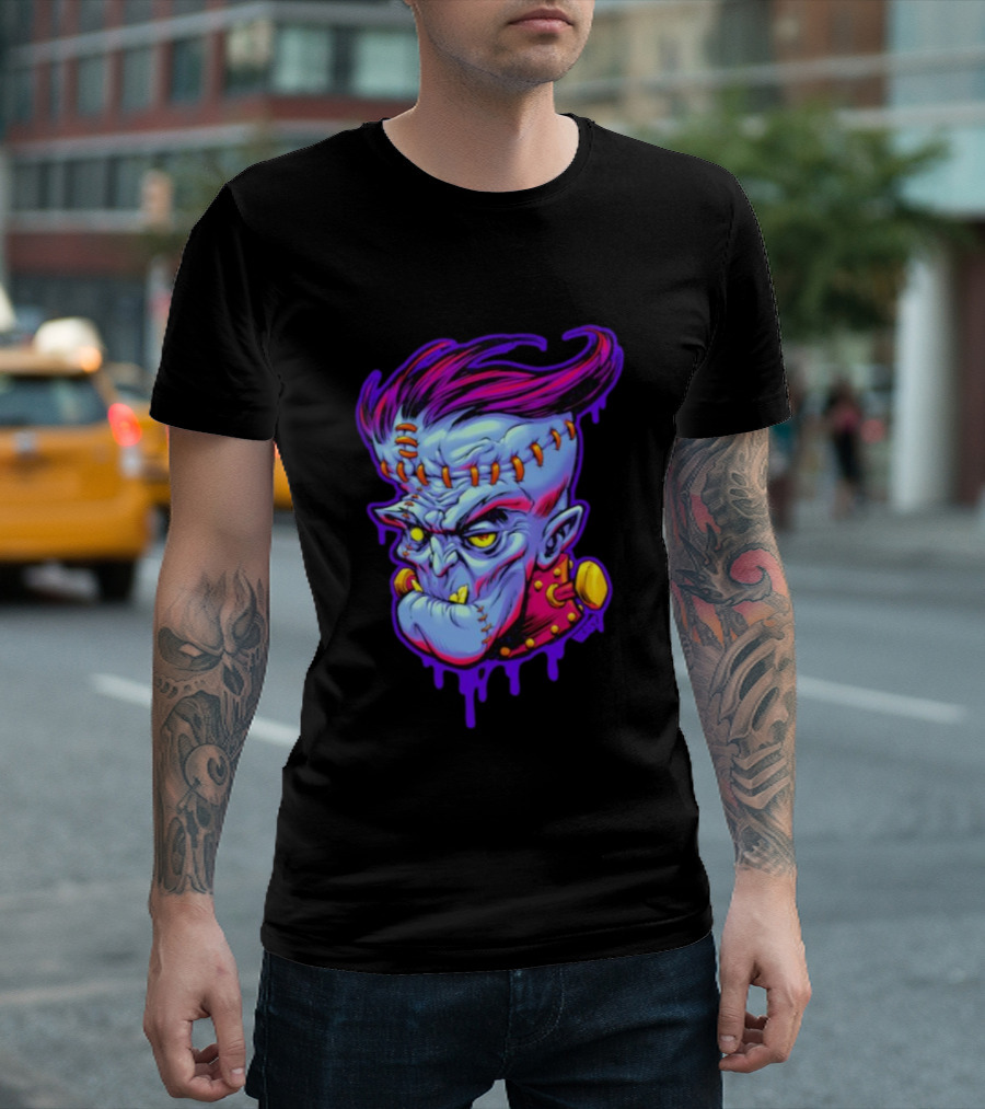 Funkenstein Frankenstein’s Monster Hammer Films Vampire Style Portrait T-Shirt