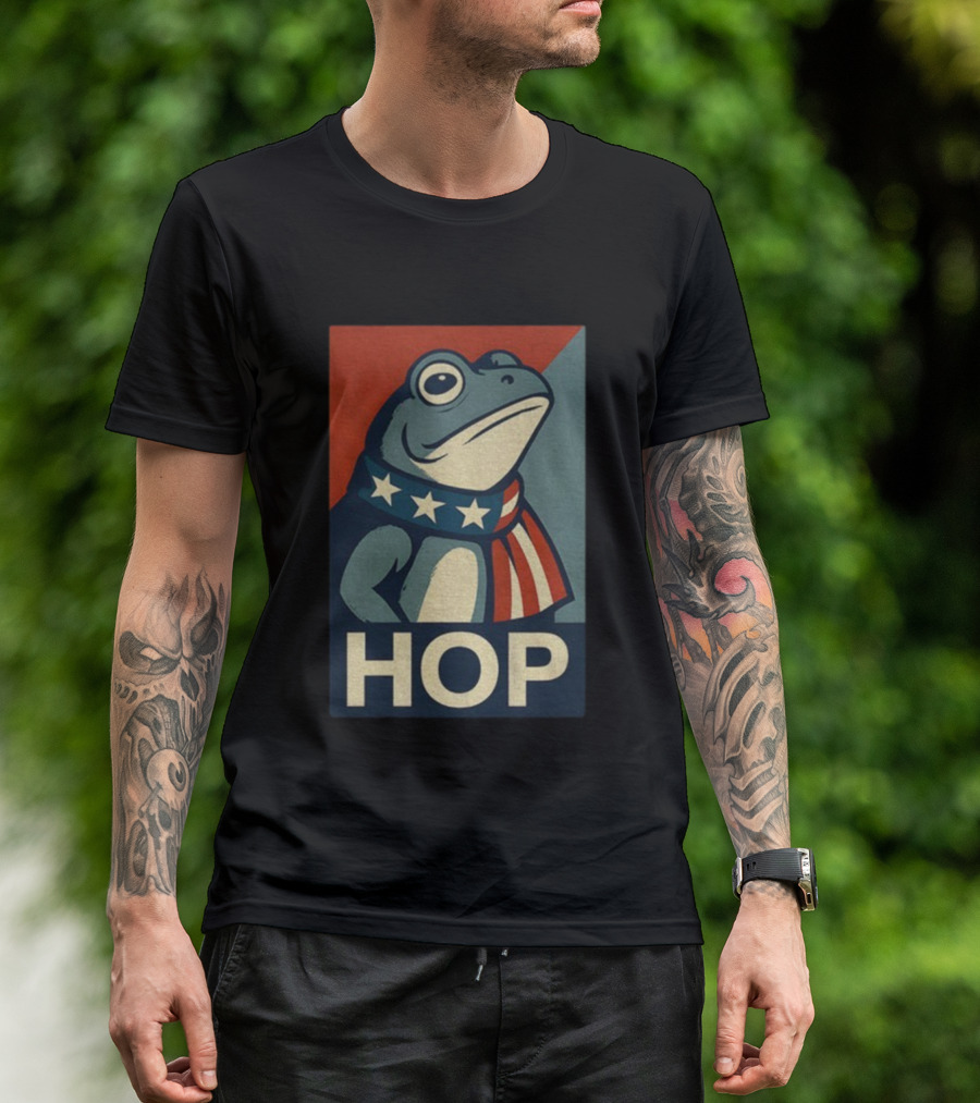Portland HOP Frog Anti Fascist Political Parody Retro American Flag Style T-Shirt
