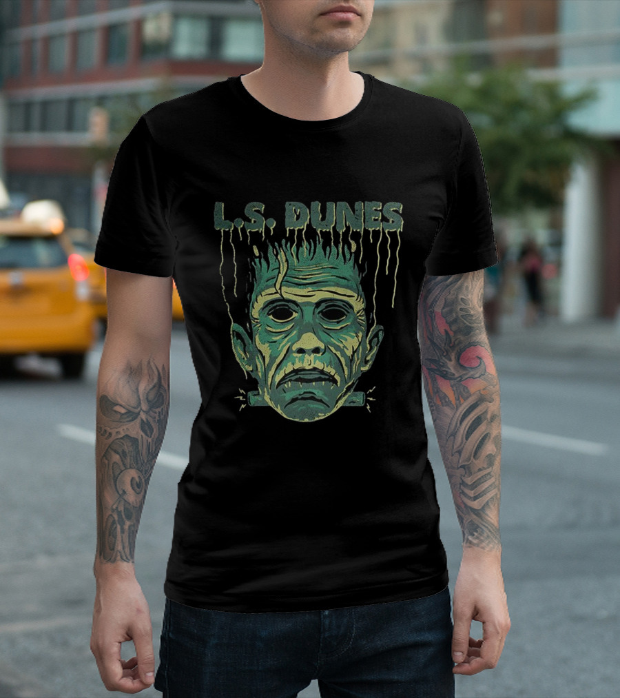 L.S. Dunes Frankenstein Halloween Monster Face T-Shirt