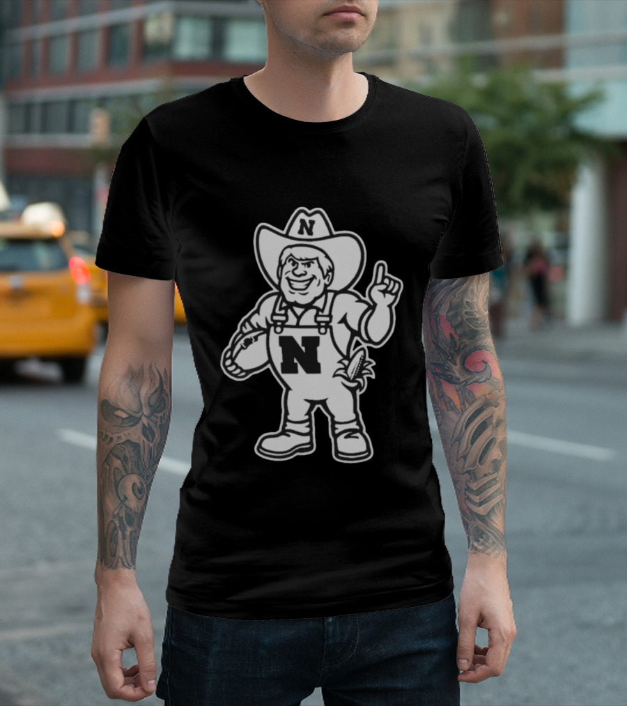 Nebraska Cornhuskers Herbie Husker Mascot Coach Matt Rhule Football T-Shirt