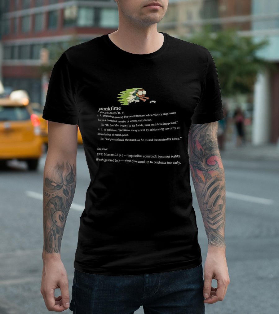 Punktime Fighting Game Definition Funny Gamer Passion Speedrun Button Masher T-Shirt