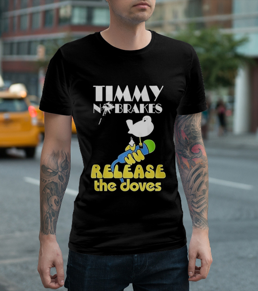 Timmy No Brakes Release The Doves Fun Colorful Design T-Shirt