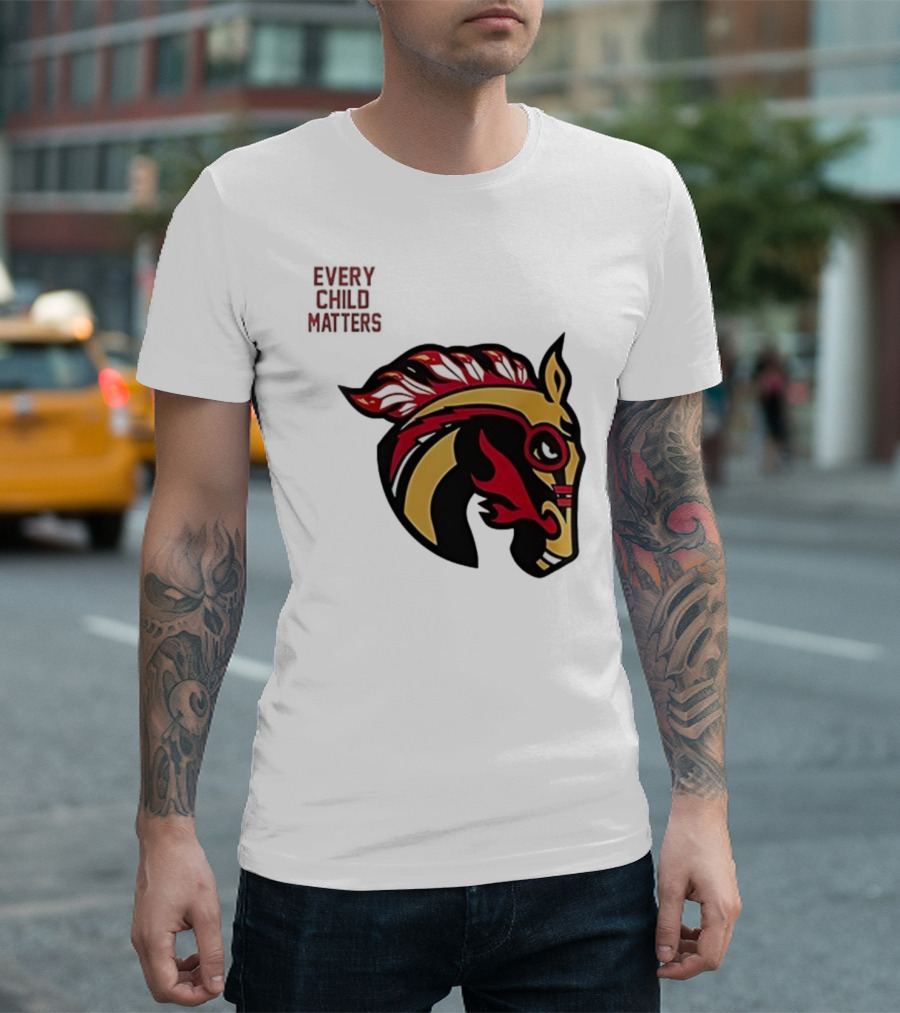 Calgary Wranglers Indigenous Heritage Every Child Matters Chinki Goodstoney T-Shirt