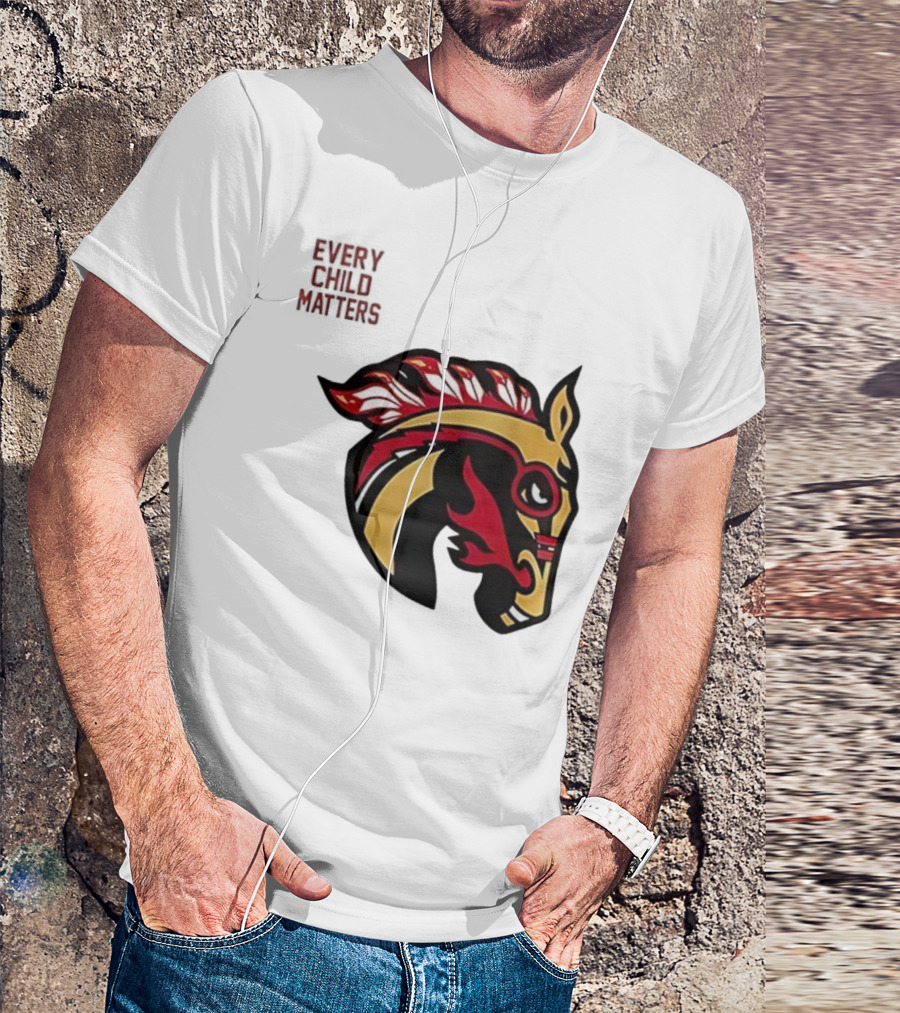Calgary Wranglers Indigenous Heritage Every Child Matters Chinki Goodstoney T-Shirt